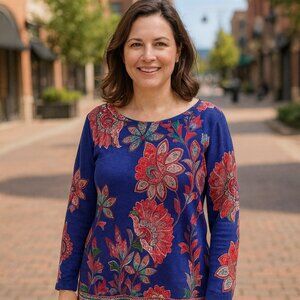 NWT TALBOTS Audrey Merino Sweater Winding Paisley | Petite XL (slim fit)